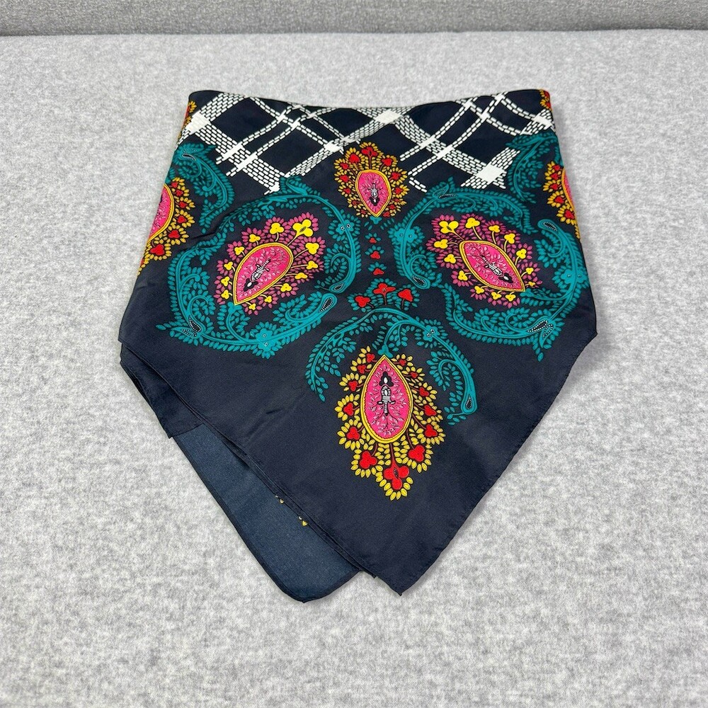 Diane von Furstenberg Scarf 100% Silk Womens Multicolor Paisley Square 42x42